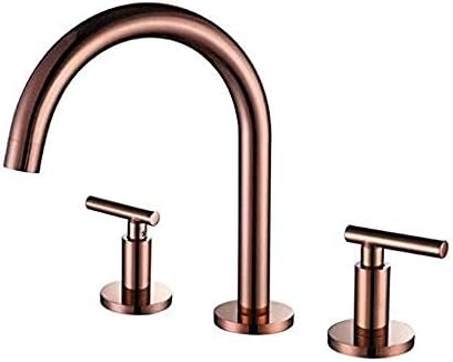 XDOUBAO Faucet Basin Faucets North American Style Bathroom Sink Faucet Widespread 3 Hole Polished Rose Gold Brass Bathroom Basin Mixer Taps