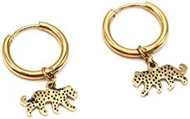 BO1359F Gold-Plated Steel Ring and Panther Earrings