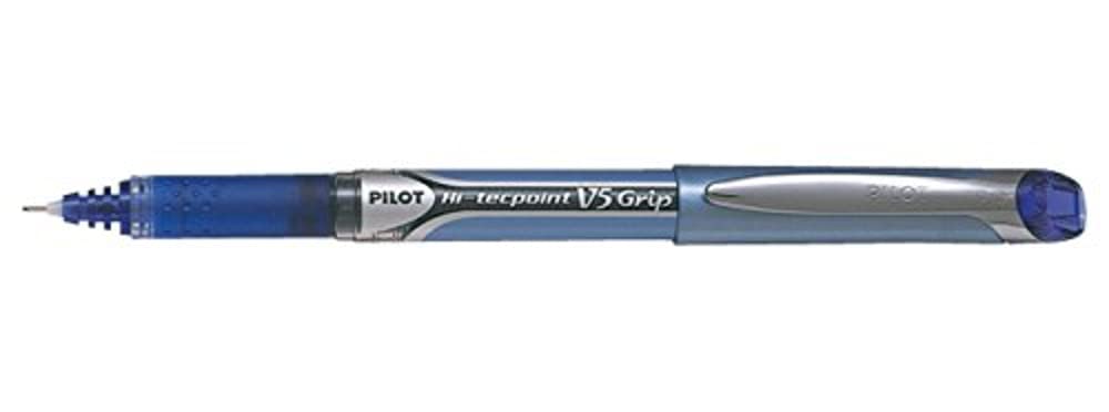Pilot V5 Rollerball Pen Rubber Grip Needle Point 0.5mm Tip 0.3mm Line Blue Ref BXGPNV503 [Pack 12]