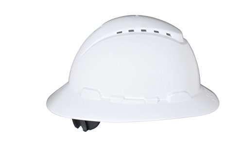 3M Full Brim Hard Hat H-801V, White 4-Point Ratchet Suspension, Vented