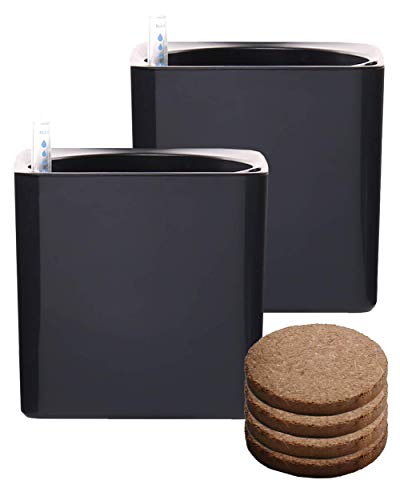 GardenBasix 6.7 inch Self Watering Planter Pots with Water Level Indicator Indoor Home Garden Modern Decorative Pot for Potting Small House Plants African Violet Cactus Herbs (Dark Grey/6.7in)