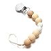 Modern Pacifier Clip for Baby - 100% BPA Free Silicone Beads (Natural) Binky Holder for Newborn - Infant Baby Shower Gift - Universal fit MAM - Philips Avent primary