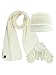 Ivory White Plush Fur Trim Fleece 3 Piece Hat Scarf & Glove Set