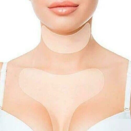 BRAVECOW 2 Pieces Reusable Chest Neck Pad Anti Wrinkle Chest Pads Transparent Silicone Anti Aging Decollete Pad Smoothing Skin (Chest Pad)