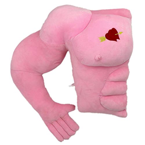 VACHICHI Muscle Man Arm Body Pillow Boyfriend Husband Cuddle Buddy Pillows Joke Toy Gag Gifts for Birthday Valentine's Day (Pink, Right Sdie)