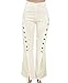 Women High Waist Slit Flared Wideleg Pants Buttons Embellish Flared Trousers