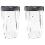NUTRiBULLET 24-Ounce Cups with Screw-Off Lip Ring by NutriGear (Pack of 2) | NutriBullet Replacement Parts & Accessories | Fits NutriBullet 600w and Pro 900w Blender