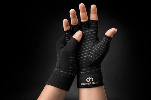COPPER HEAL Guantes de Compresión de Cobre para Artritis – Alivio de Dolor y Rigidez en Manos y Dedos | Túnel Carpiano, Reumatoide | Unisex