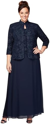 alex evening long dress with jacket Alex Evenings 84122452 Women's Lace Jacket Dress