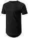 URBANCREWS Mens Hipster Hip Hop Basic Solid Longline T-Shirt Black XLarge
