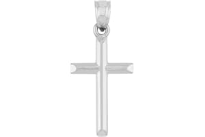JEWELHEART 14K Real Gold Cross Pendant - Classic Small Cross Pendant Charm - Religious 14K Yellow and White Gold Jewelry For Men Women