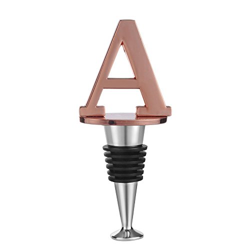 Miicol Wine Bottle Stopper, Prosecco Stopper, Rose Gold Wine Stopper, Personalised Champagne Stopper, Initial Wine Stopper, Funny Prosecco Gift, Wine Lovers Gift, Kitchen Decor, Letter A