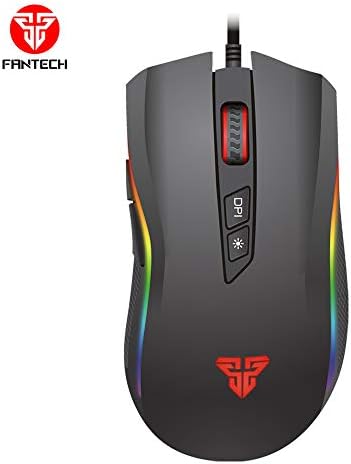 SUImeito Gaming Mouse Fantech X4S USB Wired 4800dpi 7 Buttons Optical Gaming Mouse LED Backlight for PC Computer Laptop,Support Software Programming (Black)