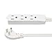 Amazon Basics 25-Foot 3- Prong Flat Plug Grounded Indoor Extension Cord with 3 Outlets - 13 Amps, 1625 Watts, 125 VAC, White