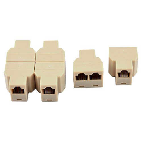 uxcell RJ45 1 to 2 Dual Port CAT 5 CAT 6 LAN Ethernet Socket Connector Splitter Beige 6 PCS