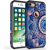iPhone 7 case, kaesar [Slim Fit] [Shock Absorption] 2-Piece Hybrid Dual Layer Shockproof Hard Cover Graphic Fashion Cute Colorful Silicone Skin Case for Apple iPhone 7 - Mandala