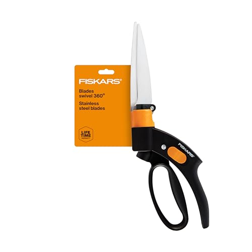 Fiskars Shear Ease Grass Shears - 5" Stainless Steel Blades - 360-Degree Swivel…
