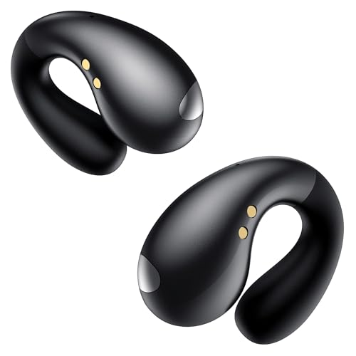 Boytond Ultra Open Ear Earbuds - Ergonomic Clip-On Earbuds, Small Bone Conduction Over-The-Ear Headphones with Waterproof Design, Perfect Running Headphones for Sports and Fitness, Black