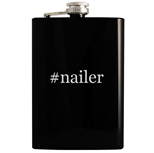 #nailer - 8oz Hashtag Hip Drinking Alcohol Flask, Black