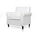 Homevibes Accent Chair PU Leather Reading Chair Upholstered Arm Chair Mid Century Modern Chair Comfy Single Sofa Comfortable Soft Leisure Sytlish Club Chair for Bedroom Living Room Home Office, White
