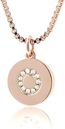 Initial Necklace, O Necklace, Cubic Zircon Pave Rose Gold Tone Necklace with 14''-24'' Adjustable Box Chain, Bridesmaid Jewelry Gift