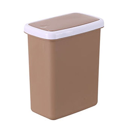 Battletter Large Covered Thickening Pressing Trash Can with Push in Lid (brown)