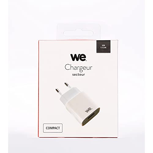 Caricabatterie con 1 USB 2,4 A, colore: bianco