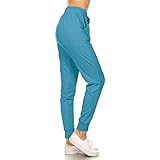 Leggings Depot JGA128-TURQUOISE-L Jogger Track Pants w/Pockets, Large