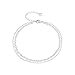 Fettero Silver Plated Coin Anklet Women Handmade Dainty Boho Beach Foot Chain Adjustable Double layer Round Disc