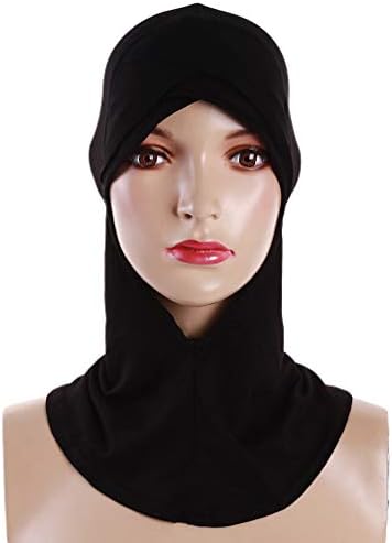 UINKE Headwear Full Cover Underscarf Ninja Inner Neck Chest Plain Hat Cap Bonnet Women Cotton Full Cover Inner Hijab Caps,Black