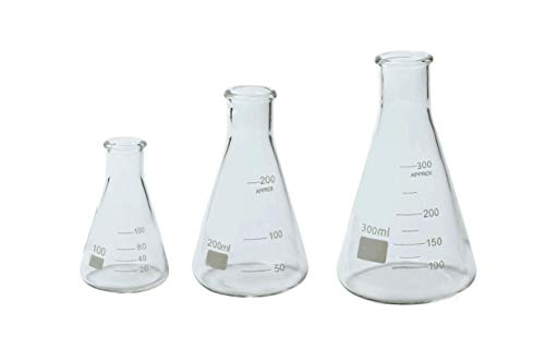 Erlenmeyer Flask, HNYYZL Glass Labs Erlenmeyer Conical Flask, Borosilicate - 100ml, 200ml, 300ml