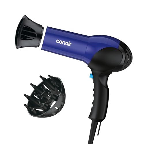 Conair Lightweight Hair Dryer, 1875W, Diffuser & Concentrator Attachments
