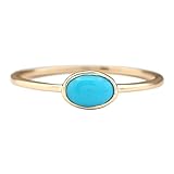 1 Carat Natural Blue Turquoise 14K Yellow Gold