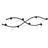 Spectrum Diversified Sweep Wall-Mount, 8-Hook Double Entryway, Closet Bathroom & Kitchen Storage, Home Decor Hat & Coat Rack for Organization, 22.00 x 2.00 x 4.75 Inches, Black