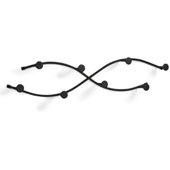 Spectrum Diversified Sweep Wall Mount Hanging Closet 8 Hook Coat Jacket Hanger Rack, 22.00 x 2.00 x 4.75 Inches, Black