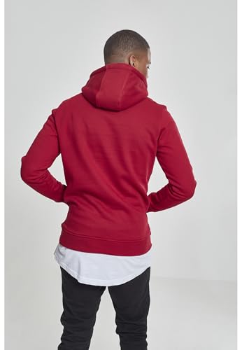 Felpa con Cappuccio da Uomo, Felpa Uomo con Tasca a Canguro, Felpa Felpata a Manica Lunga con Stampa, Pullover in Pile di Cotone Senza Zip, Colore: ruby, Taglia: M