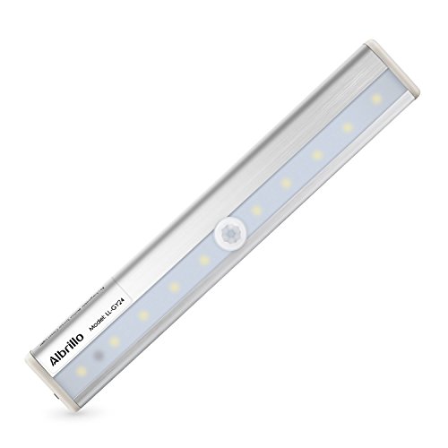Albrillo Closet Light Motion Sensing Rechargeable Battery Wireless Under Cabinet Lighting Stick on 10 LED