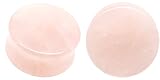 Rose Quartz Organic Stone Ear Plugs Gauges Sold in Pairs (25mm-1 inch)