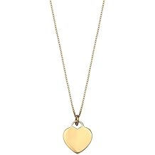 Women's Engravable 14k Gold Plated 925 Sterling Silver Polished I.D. 13x16.5 Polished Heart Charm on 18