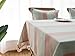 LINENLUX Striped Cotton Linen Tablecloth/Table Cover with Tassel Blue Pink Rectangle/Oblong 55 X 70 in