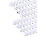 (Pack of 8) LED T5 Integrated Single Fixture 4FT,20W,2200lm,6500K (Super Bright White),Utility led Shop Light, LED Ceiling light and Under Cabinet Light, Corded electric with built-in ON/OFF switch
