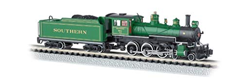 Bachmann Industries #1012 Baldwin 4-6-0 Steam Locomotive and Tender DCC Equipped Southern Train Car, Green with Gold Stripes, N Scale