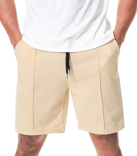 Homme Short Gaufre Décontracté Bermuda Pantalon Court avec Poches