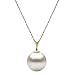 14k Gold White Round Freshwater Cultured High Luster Single Pearl Pendant Necklace, 18