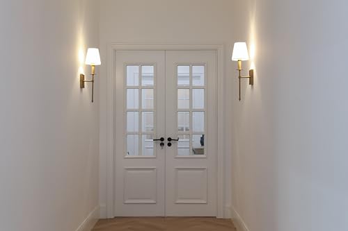 Permo Set of 2 Classic Industrial Wall Sconce with Funnel White Fabric Shade Vintage Vanity Light Modern Wall Light Fixture for Bedroom Living Room Hallway (Antique)