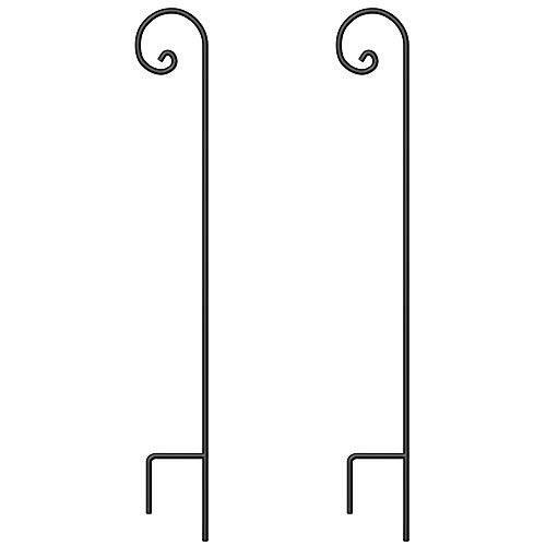 2 Pack Shepherd Hook 92 in Tall 3/5in Thick Hummingbird Bird Feeder Pole Premium Garden Hanging Plants Basket Hanger Pathway Light Solar Lantern Mason Jar Wind Chimes Wedding Metal Rust Resistant