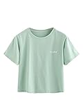 MAKEMECHIC Women's Letter Print Crop Tops Casual Short Sleeve Tees
