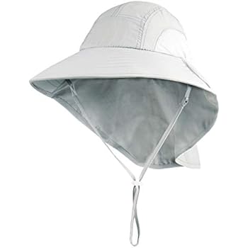 Connectyle Child Kids UPF 50+ UV Sun Protection Hat Large Brim Bucket Sun Hats with Neck Flap Cover Light Gray