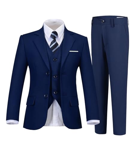 Boy Suit Tuxedo Suit Set for Kid Wedding Ring Bearer Outfit,Blue,Size 20 at Amazon