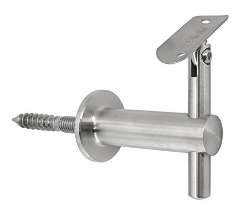 Stainless Steel 316 Wall Mount Staircase Handrail Kit: Adjustable Handrail Bracket (WB-242) for Round Tube, 1-1/2" OD Round Tubing [Custom-Made], Flat End Cap, Satin Finish, 7 Ft Length